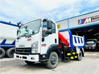 Xe ben isuzu 5 tấn thùng 4 khối gắn cẩu 3,3 tấn